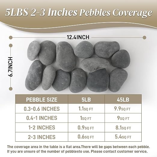 Quibbay 5 lbs Mexican Beach Pebbles, 2-3 Inch Decorative River Rocks for Fish Tank Aquarium Fountain, Decorative Pebbles for Garden Landscaping, Home Décor, Outdoor Paving Walkways Pathways Backyard