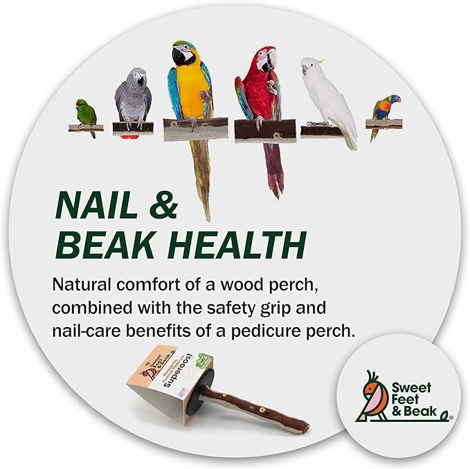 Sweet Feet and Beak Superoost Manzanita Pumice Pedicure Perch- Easy to Install Bird Cage Accessories for Healthy Feet, Nails and Beak - Natural Bird Perches Imitates Birds' Life in The Wild - M 10"