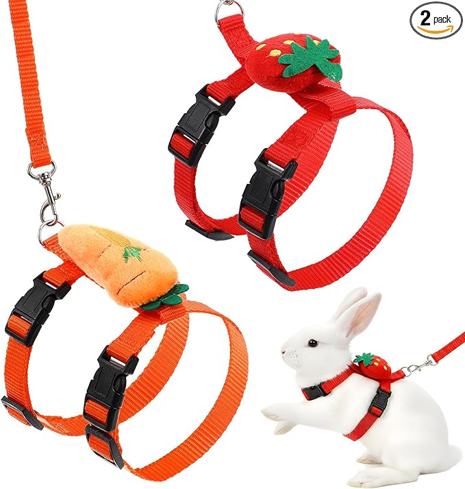 2PCS Bunny Harness and Leash Guinea Pig Leash Rabbit Bunny Leash Kitten Harness and Leash Set for Guinea Pig Ferret Cat Puppy Duck Small Pets Outdoor Walking