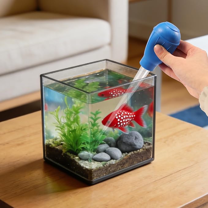Aquarium Siphon Water Changer - Blue & Black Gravel Vacuum Cleaner Tool Kit for Fish Tanks