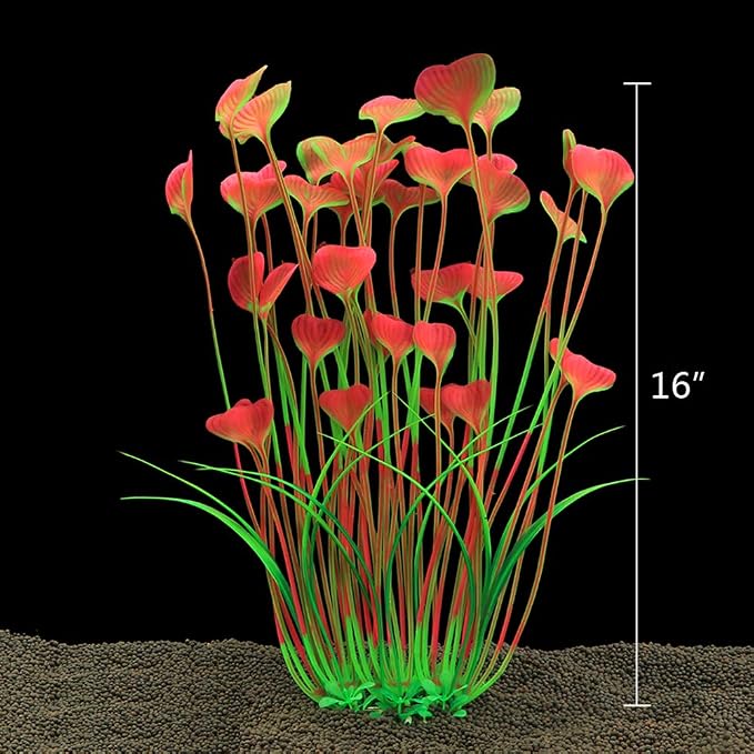 Fish Tank Decorations Plastic Plants Large, Pink, 2 Pcs