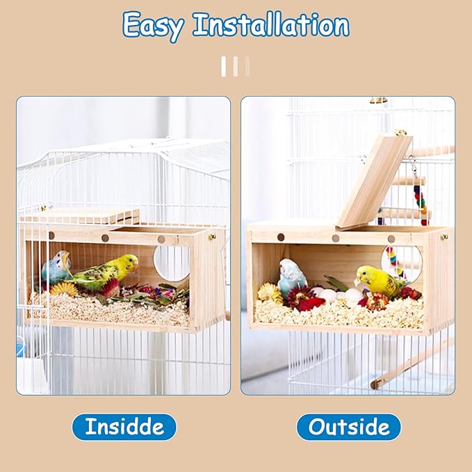 BNOSDM Parakeet Nesting Box Transparent Bird Nest Breeding Box with Perch (S)
