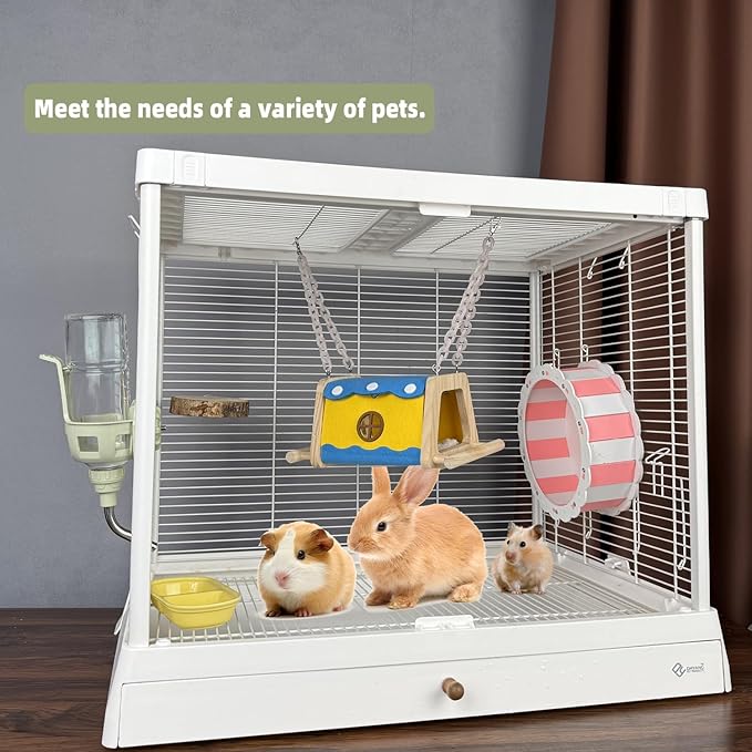 Guinea Pig Water Bottle, Small Animal Plastic Buckle no drip Glass Water Dispenser, Suitable for Hamsters, pet Rabbits, Rats, Mouse, Totoro, Hedgehogs (Green)
