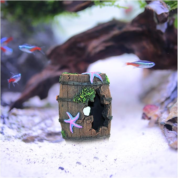 WishLotus Aquarium Fish Tank Decorations, Aquarium Hideout House Theme Plastic Plants Fish Cave Aquarium Castle Mermaid Ornaments, Shipwreck Hideouts Fish Tank Accessories Décor