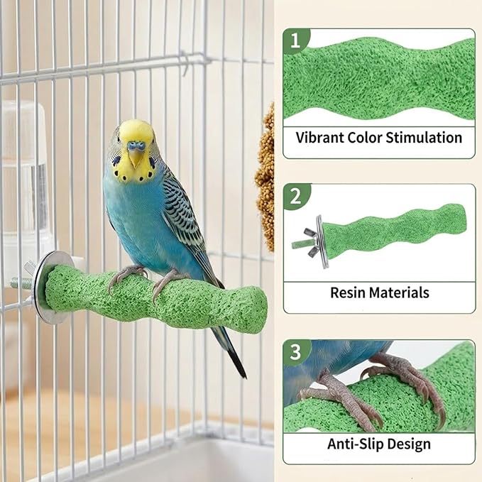 2 Pcs Bird Beak Grinding Stone, Anti-Slip Beak Grinder Stone Perches Resin Claws Trimmer Chewing Toys Cage Accessoriesfor Budgies, Parakeets, Conures, Cockatiels