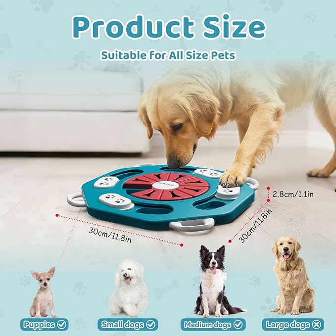 MateeyLife Interactive Dog Puzzle Toy for Smart Dogs, Mental Stimulation Dog Enrichment Toys, Treat Dispensing Dog Toys to Keep Them Busy for Small and Medium Dogs, IQ Training Puzzle Feeder (Blue)