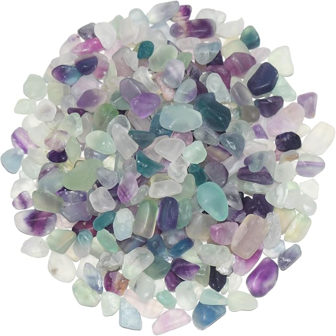 1 Lb/460g Pebbles for Indoor Plants, Bamboo, Sea Glass for Crafts, 0.2-0.35" Small Plant Pebbles for Pots Indoor Drainage, Fluorite Crystal Chips, Decorative Gravel for Aquarium, Fish Tank