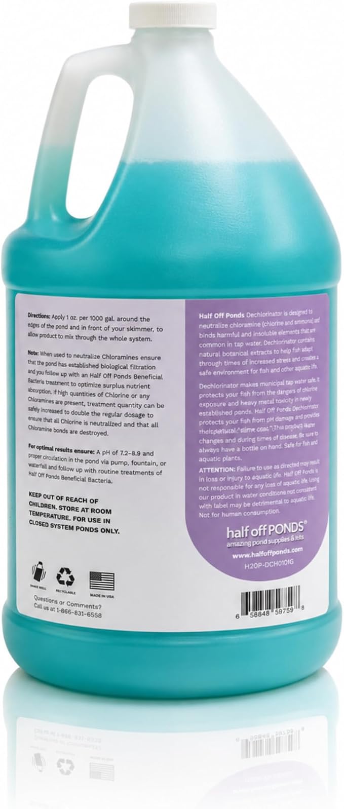 HALF OFF PONDS Dechlorinator Pond Water Conditioner, 1 Gallon – Removes Chlorine & Chloramine, Detoxifies Ammonia & Nitrites – Safe for Fish & Plants