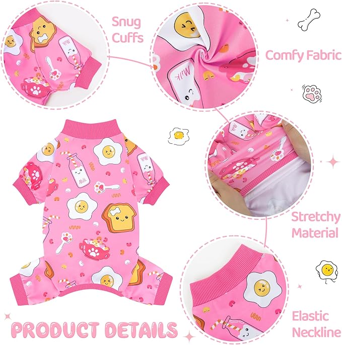 XPUDAC 4 Pack Dog Pajamas, Soft Cute Puppy Clothes, Comfy Dog Pjs Onesie Lightweight Pet Outfit for Small Medium Dogs Girl Boy, 2XL
