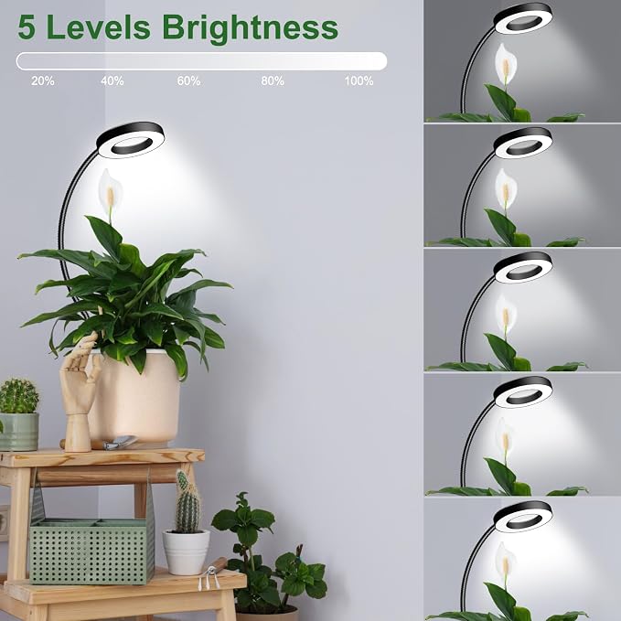 2 in 1 Grow Lights for Indoor Plants, 3 Colors 48 LEDs Plant Lights | 360° Gooseneck Clip on grow light, Full Spectrum Plant Grow Lights Indoor, 6/12/16H Timer, 5 Brightness, Black 3 Pack