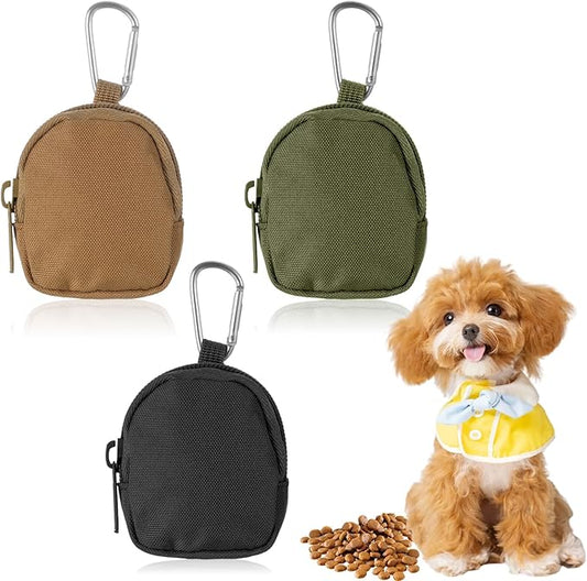 Tucnoeu 3 Pcs Dog Treat Pouch, Dog Training Reward Pouch,Waterproof Small Dogs Treat Bag for Leash,Reusable Dogs Treats Container with Carabiner,Zipper Closure to Avoid Spilling