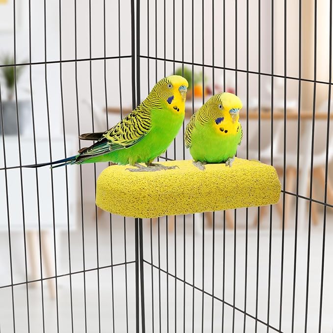 Bird Calcium Teeth Chew Toy Hamster Grinding Stone for Parrot Parakeet Cockatiel Rabbit Chinchilla Squirrel Cage Perch Stand (Random Color) (S)
