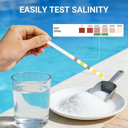 9 in 1 Pool Test Strips, 120 Total Strips, 100 8-Way Water Test Strips + 20 Copper Test Strips, Test pH, Salt, Hardness, Bromine, Alkalinity, Chlorine, Chlorine, Cyanuric Acid and Copper