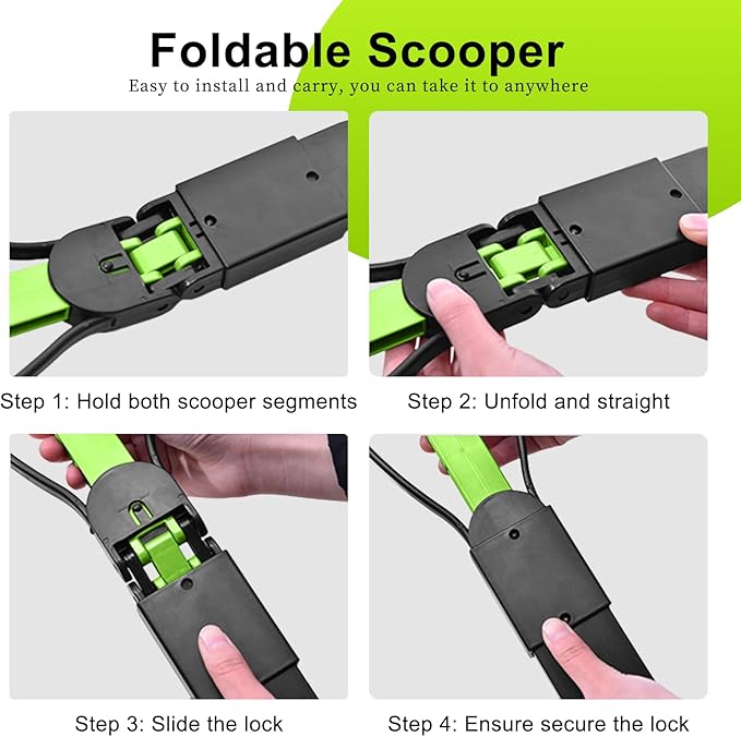 23.6‘’ Pooper Scooper, Foldable Pooper Scooper for Large Medium Small Dogs, Poop Pick Up Tool for Yard, Lawns, Grass(Green)