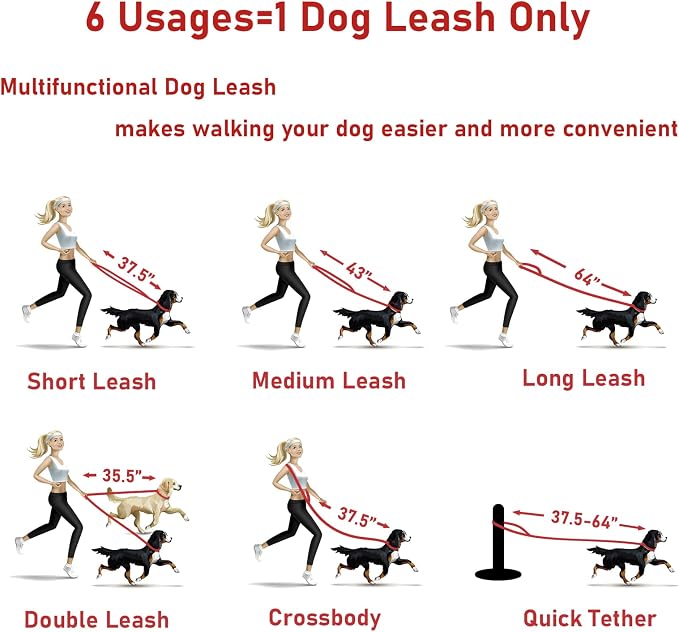 ZALER Dog Collar and Leash Set, Waterproof Adjustable Odor Proof Pet Collars Leashes Easy to Clean, 6FT Dog Leash with 2 Hooks for Large, Medium Small Dogs (S, Red)