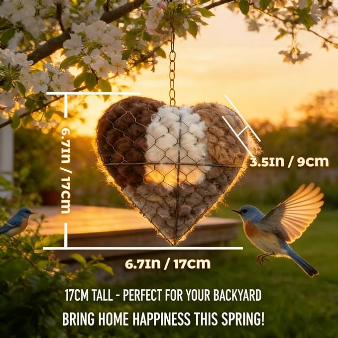 Handmade Fiber Bird Nesting Heart Build Birdhouse Wool Material Balls for Wild Birds
