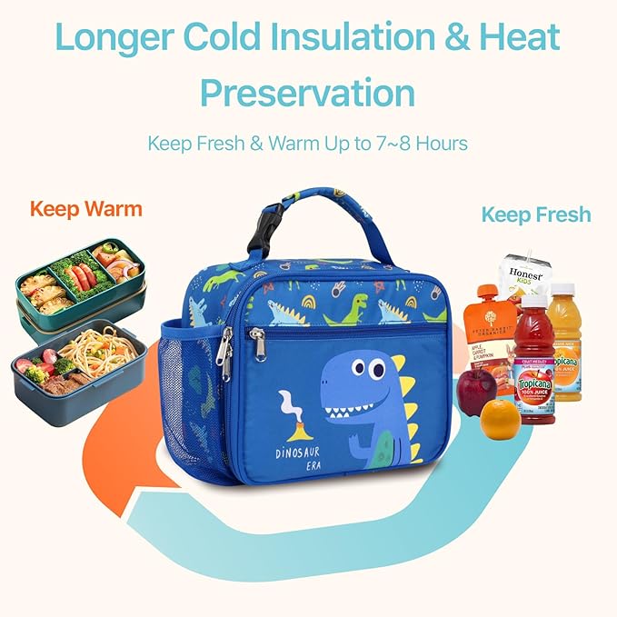 Bagseri 3pcs Clear Backpack for Boys - 15 Inch School Bag Set with Lunch Box and Pencil Case, Heavy Duty Transparent Bookbag for Kindergarten to Grade 2, Blue Dinosaur