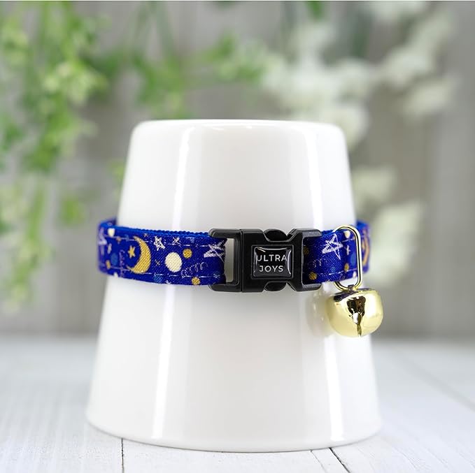 Ultra Joys Breakaway Cat Collar with Bells - Boy & Girl Kitten Collar - Luna Small
