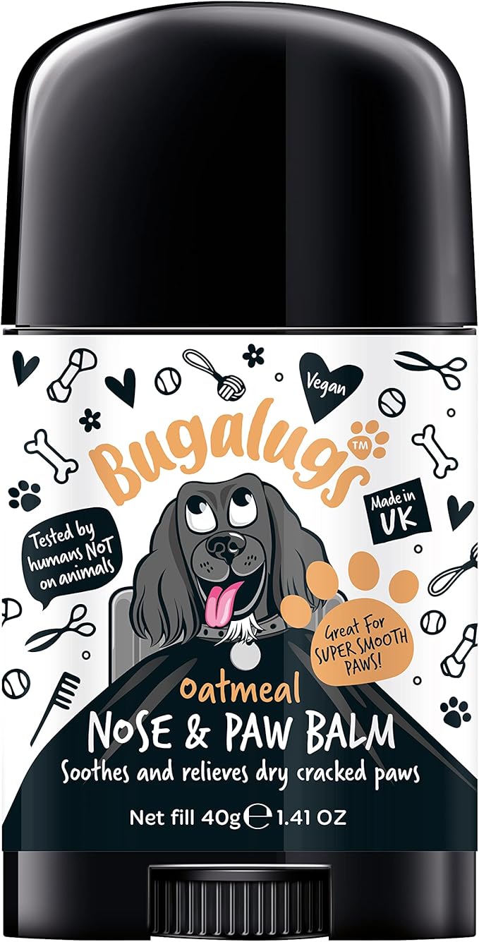 BUGALUGS Dog Paw Pad Balm & Dog Nose Balm 40 g (1.41oz) - Moisturizing Dog Paw Balm that Creates an Invisible Barrier that Protects and Heals Dry Cracked Paws - All-Natural Dog Paw Balm with Oatmeal