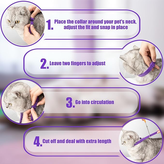 4 Pack Calming Collar for Cats & Kittens - Cat Pheromone Collars for Anxiety Relief for Peeing,Meowing,Fighting,Scratching