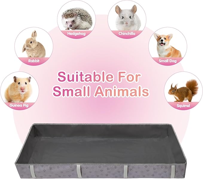 Funfurry Waterproof Guinea Pig Cage Liner,Washable Tarp Bottom Base,Cage Liners for Small Animals,Hamster Chinchilla Hedgehog Ferret Rabbit. (Dark Grey-Paw, 12" X 24")