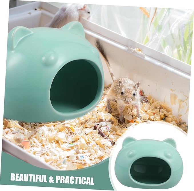 Happyyami Adorable Small Pet House Ceramic Hamster Habitat Lightweight Portable Hideout for Rats Mice Guinea Pigs