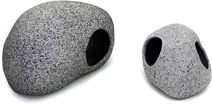 Aquarium Decorations Rock, Stackable Fish Tank Decor Cave | Shrimp Habitat, Hiding Cave, Betta Fish, Ceramic Shelters