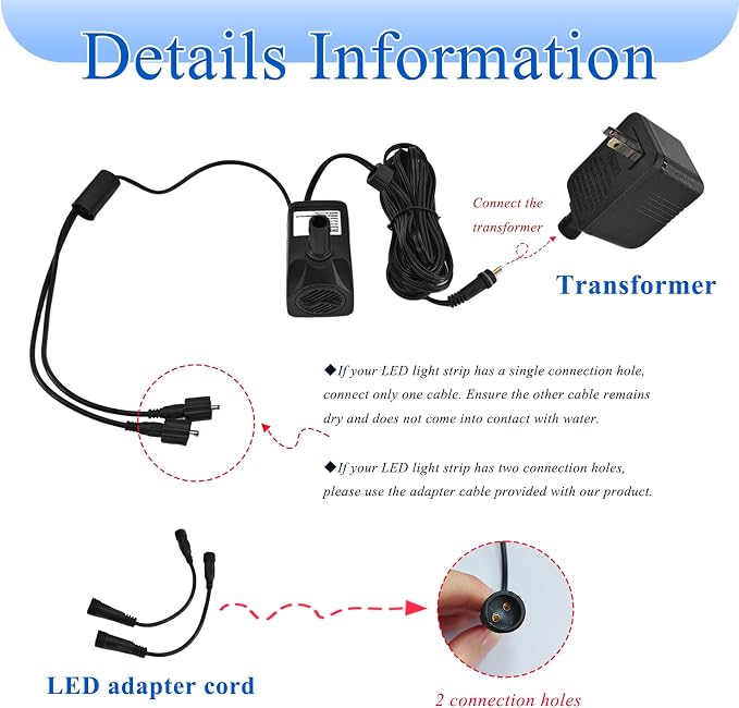 SAC SMARTEN ARTS Submersible Water Pump - Quiet, 119GPH, 10W, 12V, 3.6ft Lift for Aquariums, Fountains, Ponds, Hydroponic Systems