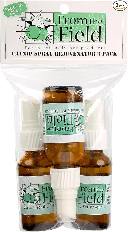 from The Field | Catnip Spray Rejuvenator | Potent Catnip Essential Oil for Cats | Revives Toys & Scratching Posts | Mess-Free & All-Natural | USA-Made, Safe & Non-Toxic | 3 Pack