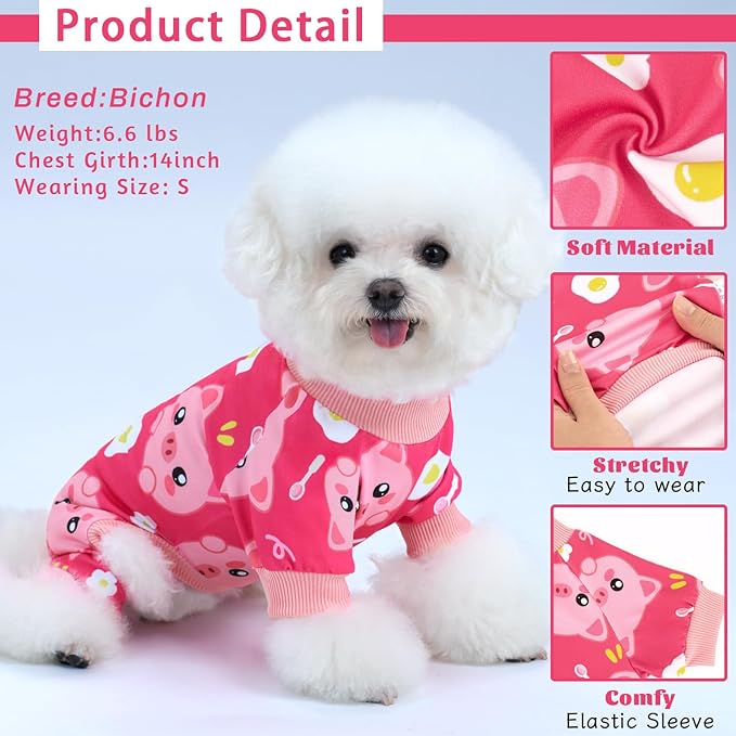 XPUDAC 4 Pieces Dog Pajamas Stretchy Dog Pjs Soft Cute Doggie Clothes for Medium Large Dogs Boy Girl Cats Pet Outfits, 5X-Large