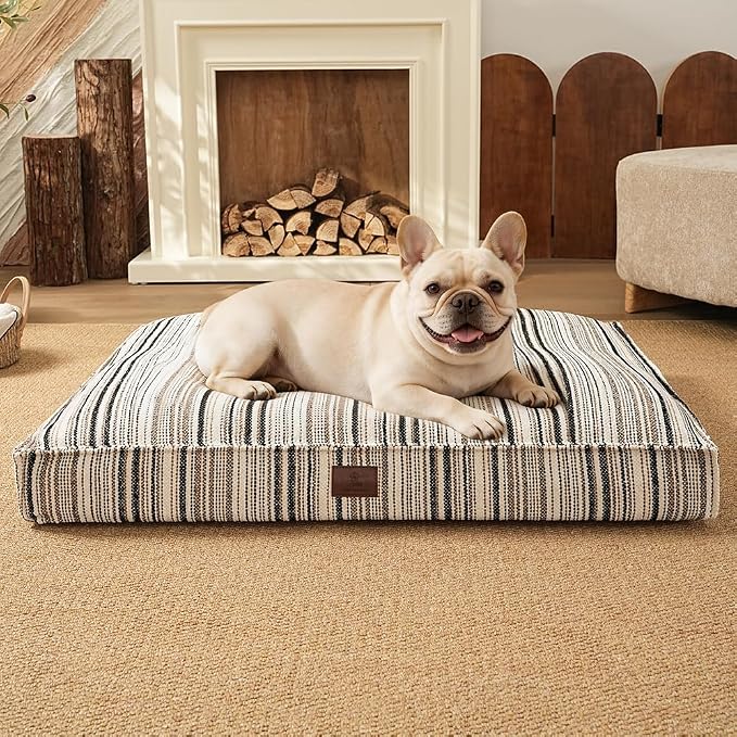 SOMAHE 4 Inch Orthopedic Dog Bed for Crate, 27 x 20 Inch, Black Chenille | Washable Removable Cover, Waterproof Inner Liner, Non-Slip Bottom, Orthopedic Dog Crate Mattress for Medium & Large Dogs