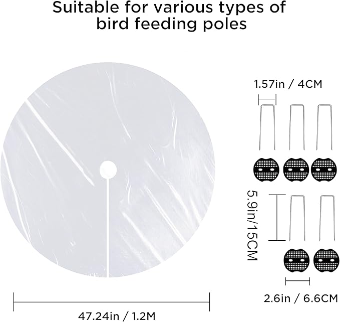 2 PCS 47.24 Inch Round Clear PE Bird Seed Catcher Mat - Waterproof Weather-Resistant, Intercepts Droppings & Birdseed, Fits Shepherd Hooks & Poles, Lawn Protector