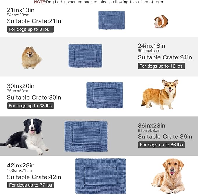 BVAGSS Reversible Dog Crate Pad, Memory Foam Pet Bed Mat, Soft Warm Machine Washable Sleeping Kennel Mattress for Small Medium Dogs XH079 (30''x20''x1.6'',Navy)