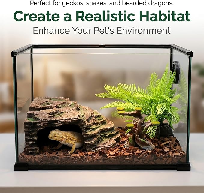 Large Reptile Hide Shale Scape Step Ledge, Reptile Cave Hideout, Bearded Dragons Accessories, Basking Rocks for Bearded Dragons