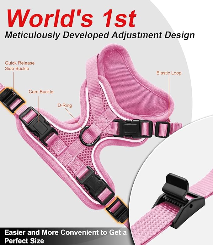Cat Harness and Leash for Walking Escape Proof Soft Adjustable Cat Leash Breathable Comfortable Vest Easy to Wear Kitten Harness for Outdoor Travel (Pink, XS (4-6lb))