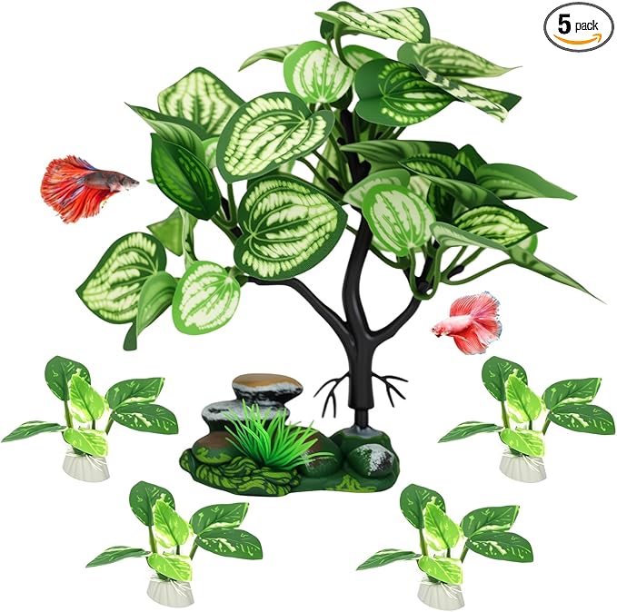 EDGCTYU Betta Fish Tank Decor, Silk Aquarium Plants for Aquarium Decoration and Fish Tank Decoration