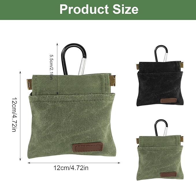 2Pcs Dog Treat Pouch, Dog Treat Pouches for Pet Training, Portable Auto Closing Dog Walking Bag with Carabiner for Puppy Travel or Outdoor Use Black Green