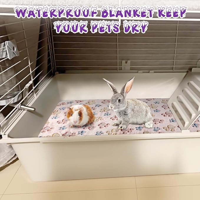 YUEPET Waterproof Guinea Pig Blankets Washable 6 Pack Small Animal Fleece Cage Liners Pet Soft Sleep Mat Pad Cover Warm Flannel Throw for Hamster Guinea Pig Rabbit Chinchilla Hedgehog Ferret 48"×24"