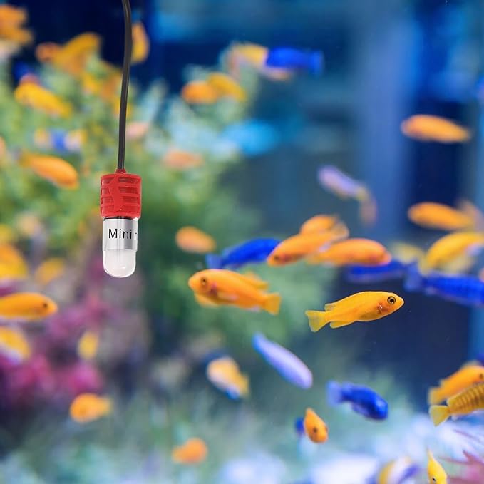 Compact Aquarium Heater 15w USB Mini Fish Tank Heater with Quartz Tube and Dual Temperature Display for Tropical Fish and Turtle in Marine and Planted Tanks to 4l