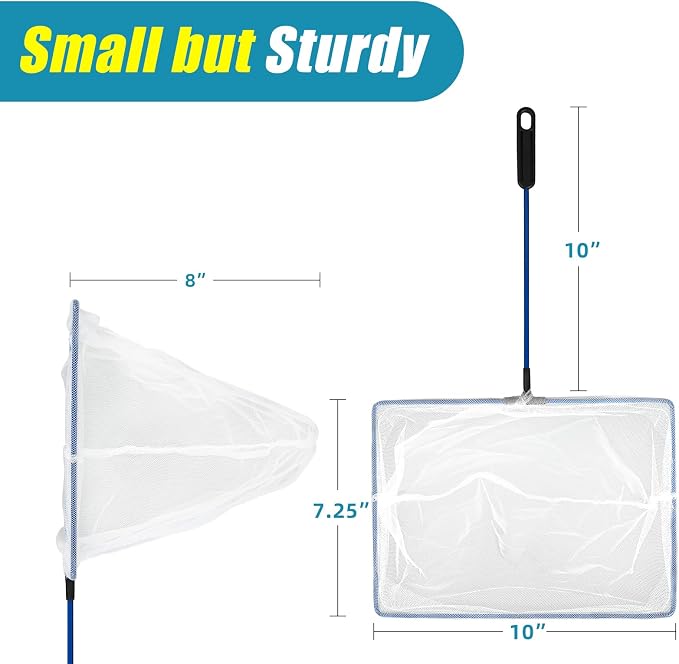 AQUANEAT Aquarium Fish Net, Small Fish Tank Cleaning Net, Food Wastes Skimmer for Small Ponds and Pools