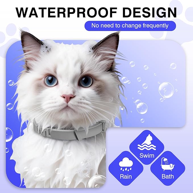 Calming Collar for Cats 8 PK Cat Stress and Anxiety Relief Pheromone Collar for Cats Anti Aggression for Cats Cat Meowing Stopper Cat Calming Collars for 30 Days Adjustable Waterproof Rapid Effect