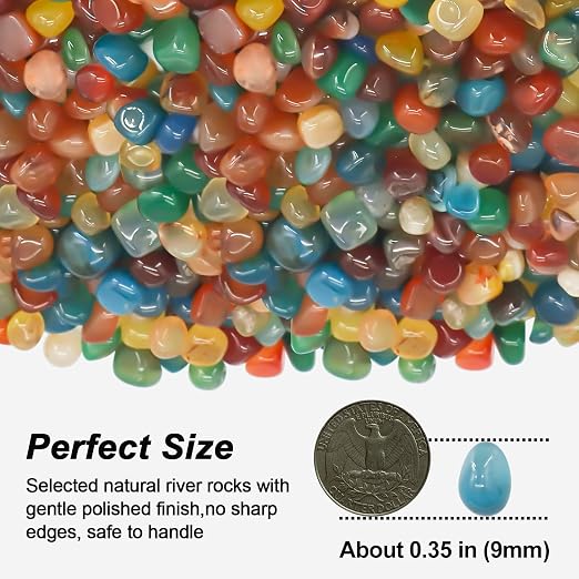 Decorative River Rocks & Pebbles for Fish Tank, Plant, & Landscaping | Smooth Polished Pebbles for DIY Resin Art, Vase Fillers, Aquarium Gravel, and Potted Plants (Colorful, 10 Pounds)