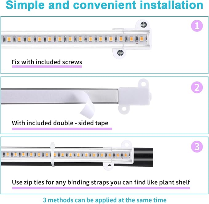 Hywyimlait LED Grow Light Strips, Grow Lamps for Indoor Plants Full Spectrum 3000K, 72 LEDs Plant Light with 3/9/12H Timer, 10 Dimmable Levels for Seedling Succulent, 3 Head 7.8 Inches