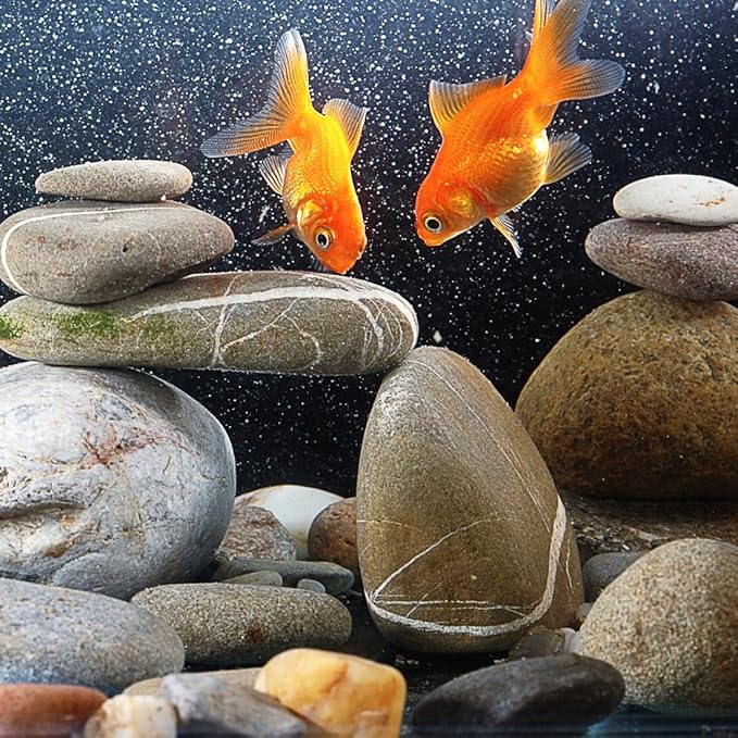YISZM Natural River Rocks, Small Rocks for Plants Decorative Polished Pebbles for Fish Tank, Gardening, Flower Pots, Vase Fillers, Indoor Water Fountains, Landscaping, 40lbs, 2-3 Inch