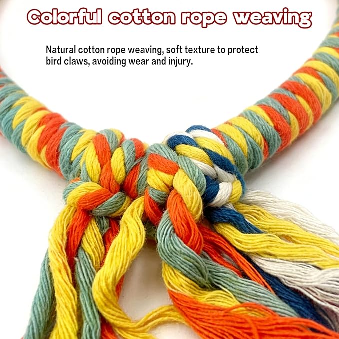 Bird Rope Swing Toy Parrot Climbing Perch Stand for Cockatiel Conure Cage Hanging Decor Parrot Natural Wood Stand Perch, Swing Natural Parrot Perch(Color)