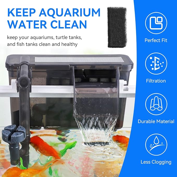 4 Pack Sponge Filter Media Pad Replacement for Penn-Plax Cascade 300 GPH Hang On Filter Aquarium Bio Sponge Filters Parts Filter Sponge Filter Foam for Aquarium Fish Tank Sump Turtle Tank Part#CPF510