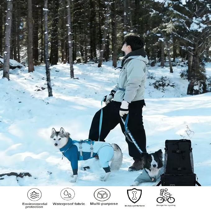 Dog Carrier Backpacks,Adjustable Safety Dog Carrier Backpacks Kit with Dog Water Cup, Reflective Strip Pendant, Dog Hat Hiking Buckle,Puppy Foot Washer, Pet Protective Glasses(Medium)