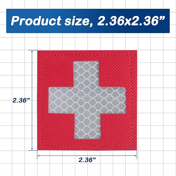 2-Pack Medic Patch First Aid Red Cross Medical Patches Reflective Morale for Tactical Gear Military Backpacks Bags Jackets Clothing (2.36"x2.36")