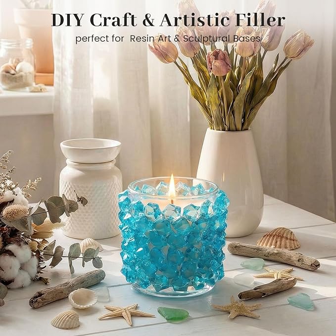 DomeStar Light Blue Fake Ice Rocks, 150 PCS Acrylic Crystal Vase Filler | Fake Diamonds for Table Centerpieces Birthday Party Decor, Fish Tanks Decor Table Scatter DIY Craft Supplies