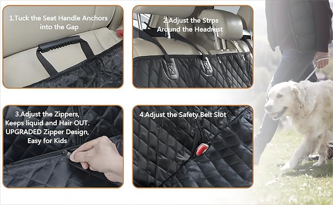 ANOSOSPECIAL Dog Car Seat Cover for Back Seat Cover for Kids Car Seat Protector for Dogs Nonslip Water Proof Universal Fit Dog Car Seat Cover for ISOFIX Truck SUV(Large,Black)